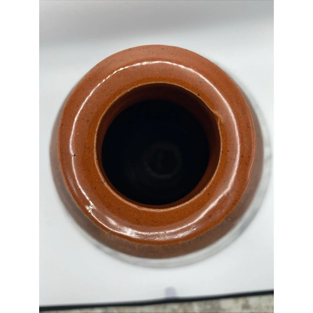 Studio Pottery Artisan Lidded Jar Brown Bronze Metallic Glaze 9.5 In Handcrafted